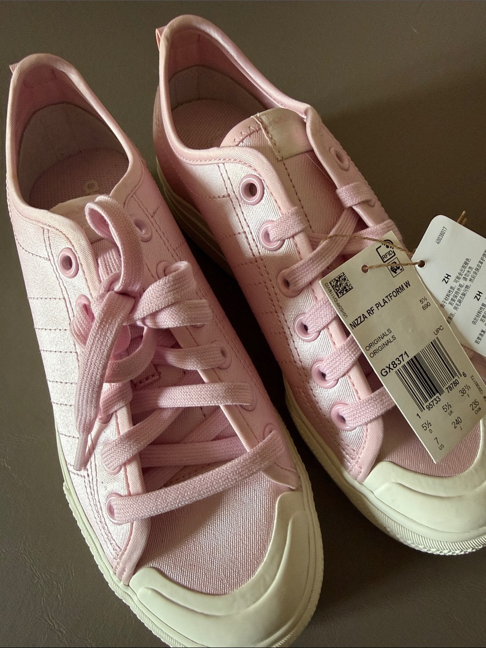 NWT Adidas Originals Nizza platform Ballet Soft Pink Satin sneakers 7